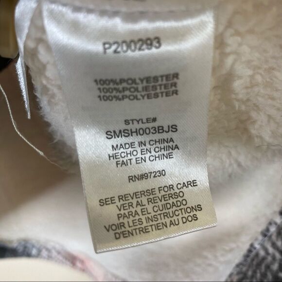 Steve Madden Plaid Fleece Button Front Jacket Sz L - Picture 7 of 7